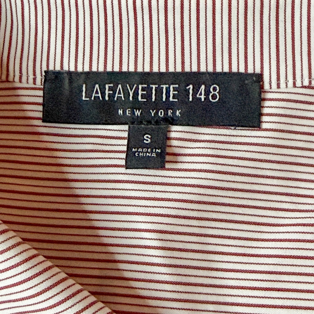Lafayette 148 New York Striped Stretch Cotton Button Down Shirt S Quiet Luxury - Picture 7 of 9